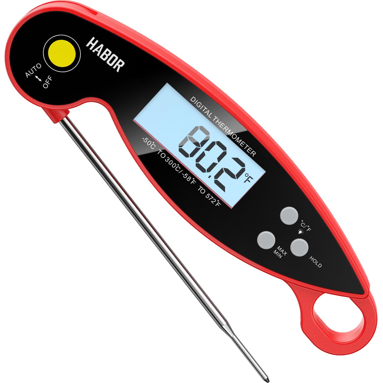 Habor Instant Read Meat Thermometer for Kitchen Food, Waterproof Magnet Digital Food Thermometer with Backlight LCD, 4.6