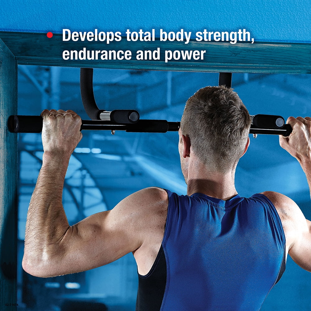 SPRI Steel Pull-up Bar, Adjustable for Doorways up to 32 inches, Black