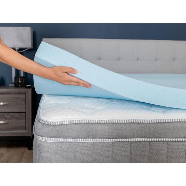 AirCool IQ 3 in. Twin-XL Thick Density Gel Memory Foam Mattress Topper with Fitted Cover and 18 in. Skirt