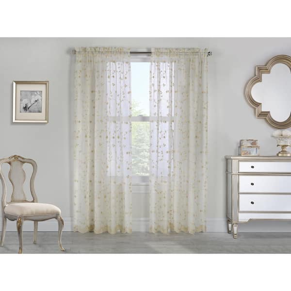 Grandeur Cream 63 in. L x 52 in. W Pole Top Sheer Light Filtering Curtain Panel