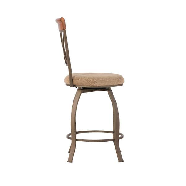 Masson 24 in. Cherry/Pewter/Bronze Swivel Counter Stool