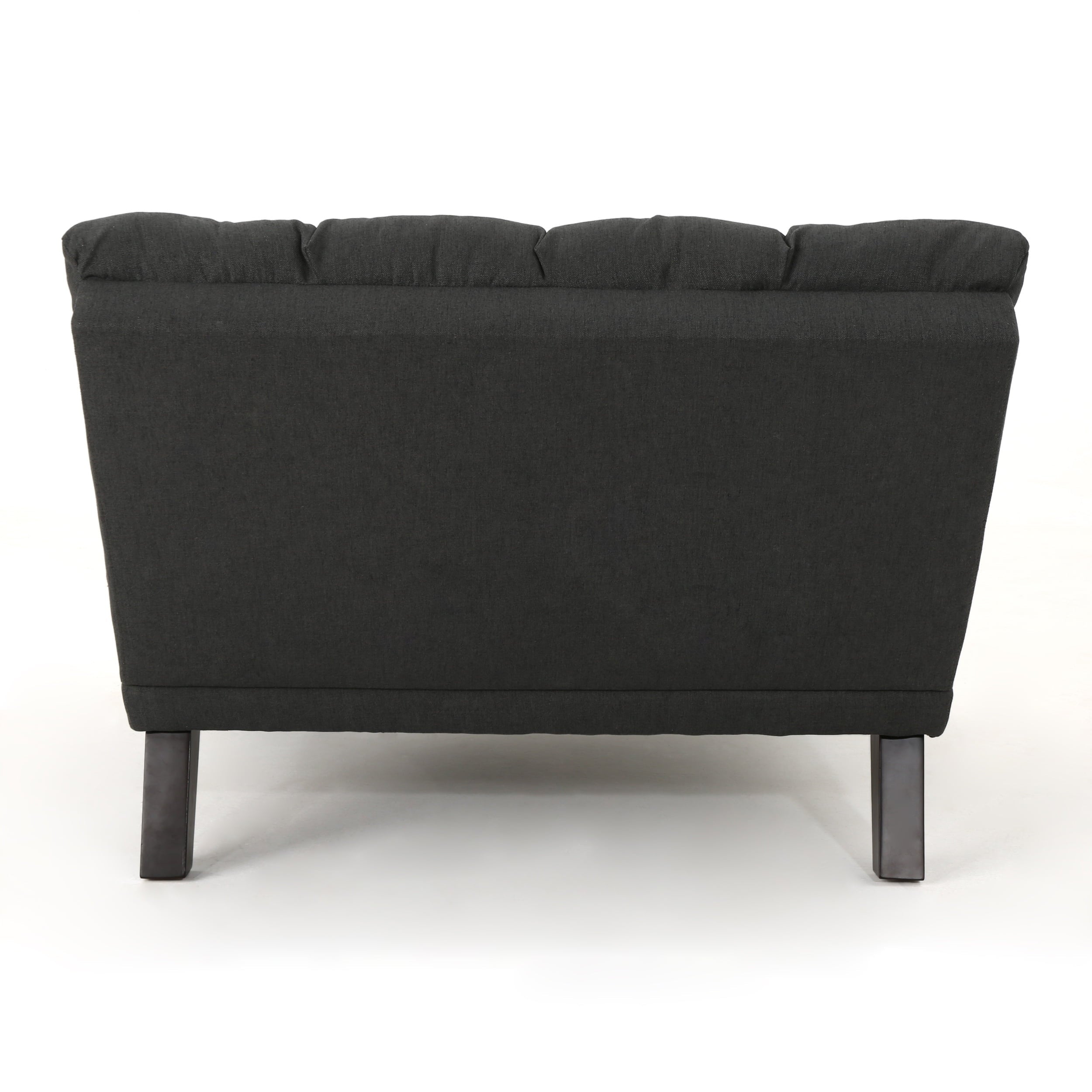 Olympia Traditional Tufted Fabric Double Chaise, Dark Grey