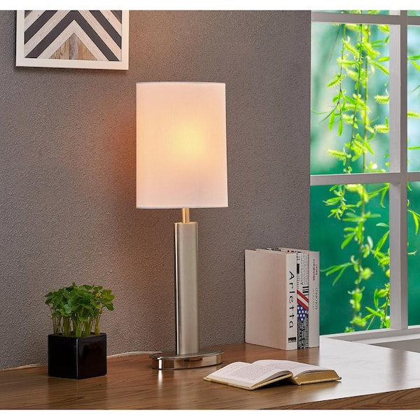 Catriona 27 in. Satin Nickel Modern Slim Oval Design LED Touch Table Lamp