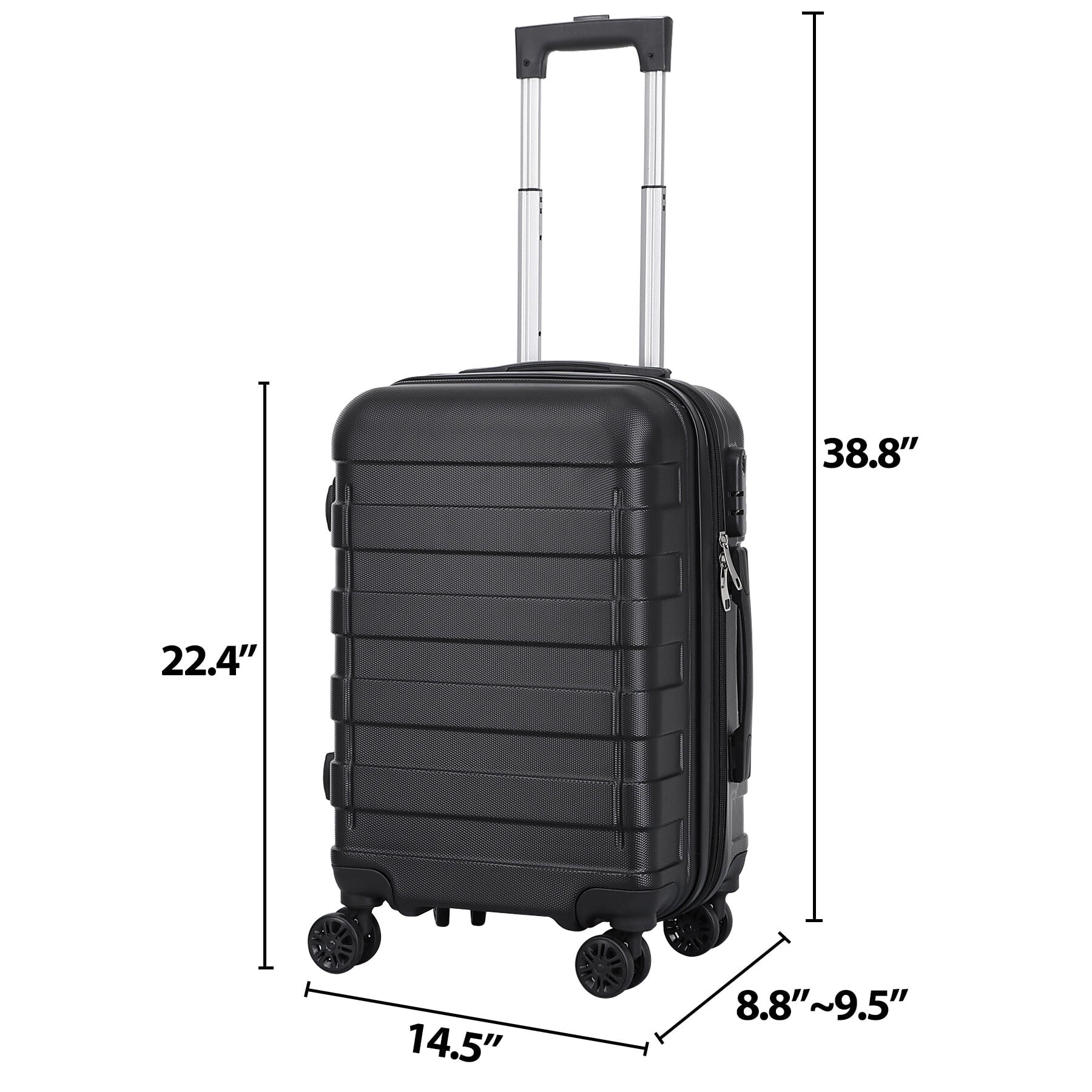 HomGarden 22-inch Carry On Luggage Hardside Expandable Travel Suitcase Spinner TSA Lock Black