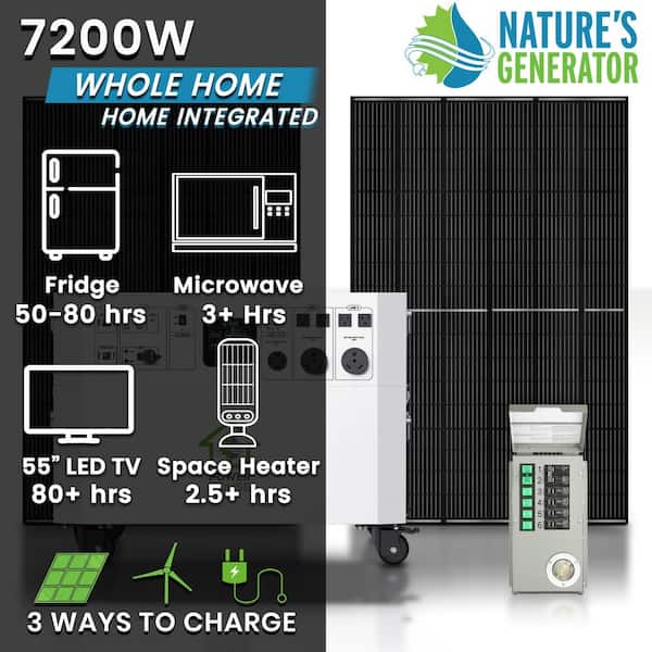 Powerhouse Gold PE 7,200-Watt Electric Switch Solar Generator with (2) 410-Watt Panels, Power Transfer Kit and Wheels