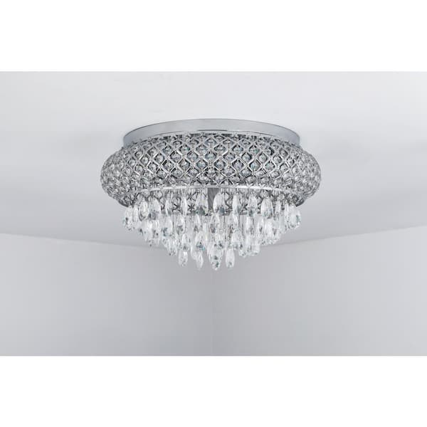 Jackson 5-Light 19.7 in. Chrome Flush Mount With Crystal Shade