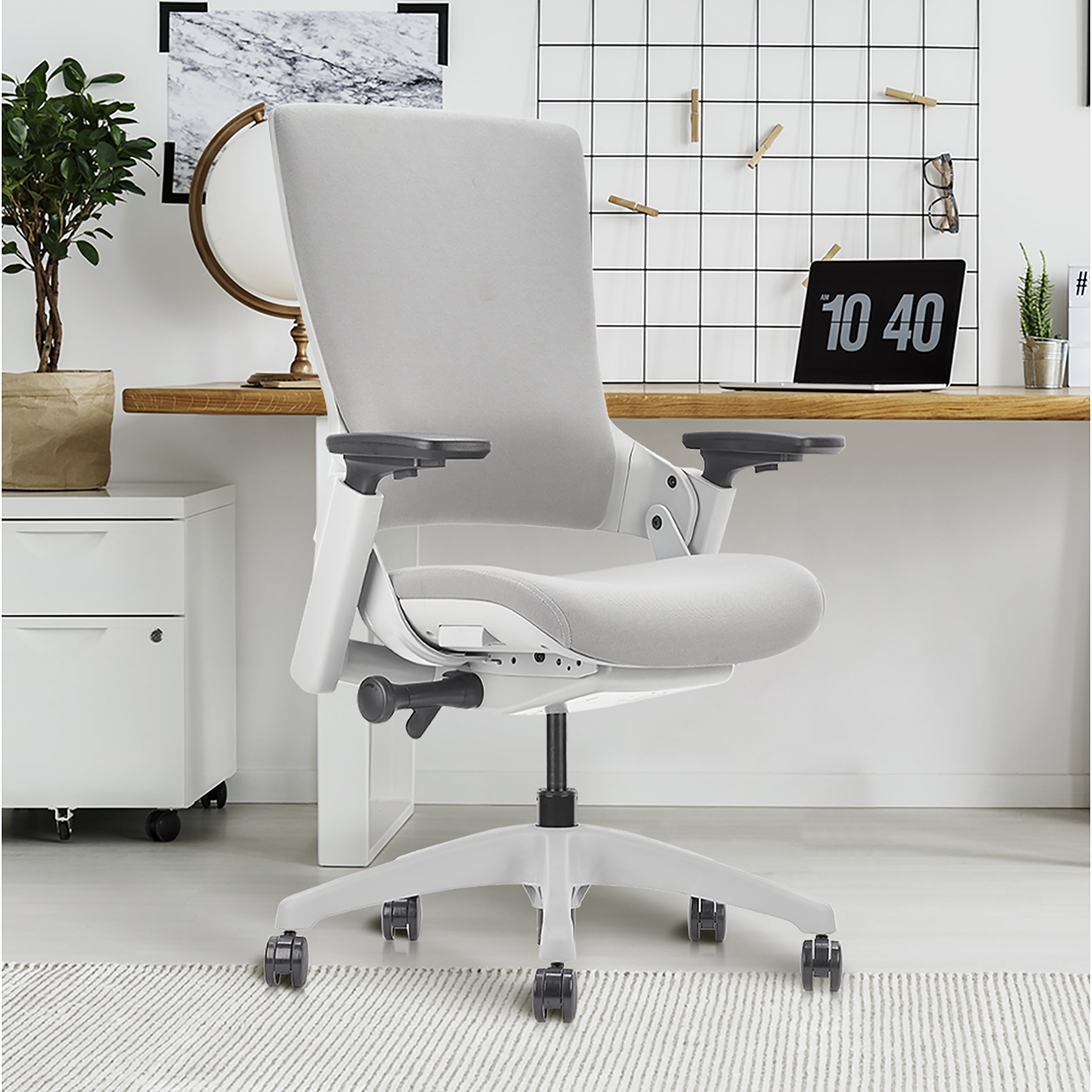 Furniture of America Inek 23.6 in Executive Chair with Adjustable Height & Swivel, 225 lb. Capacity, Gray
