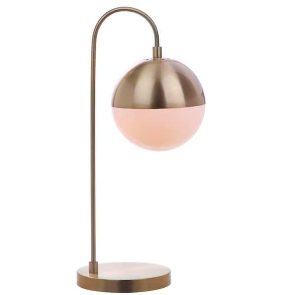 Cappi 20.5 in. Brass Gold Arc Table Lamp with Gold Sphere Shade