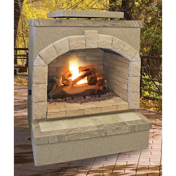 59 in. Tile and Stucco Propane Gas Outdoor Fireplace