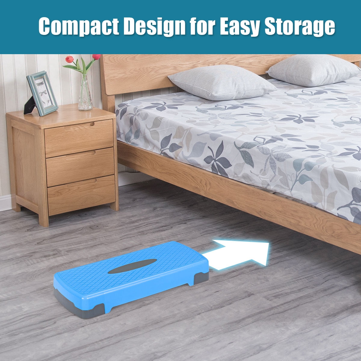 Costway 26'' Aerobic Exercise Stepper Cardio Trainer W/Riser Height-Adjustable Home Gym Blue