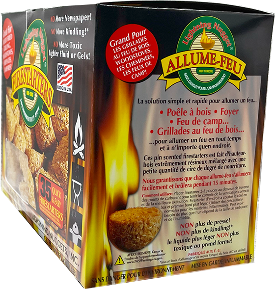 Lightning Nuggets - All Natural Fire Starters - Lightning Nugget 35 Count box with each nugget measuring 2 1/8