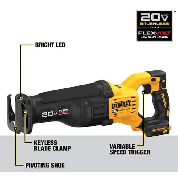 20V MAX Lithium Ion Cordless Brushless Reciprocating Saw with FLEXVOLT ADVANTAGE (Tool Only)