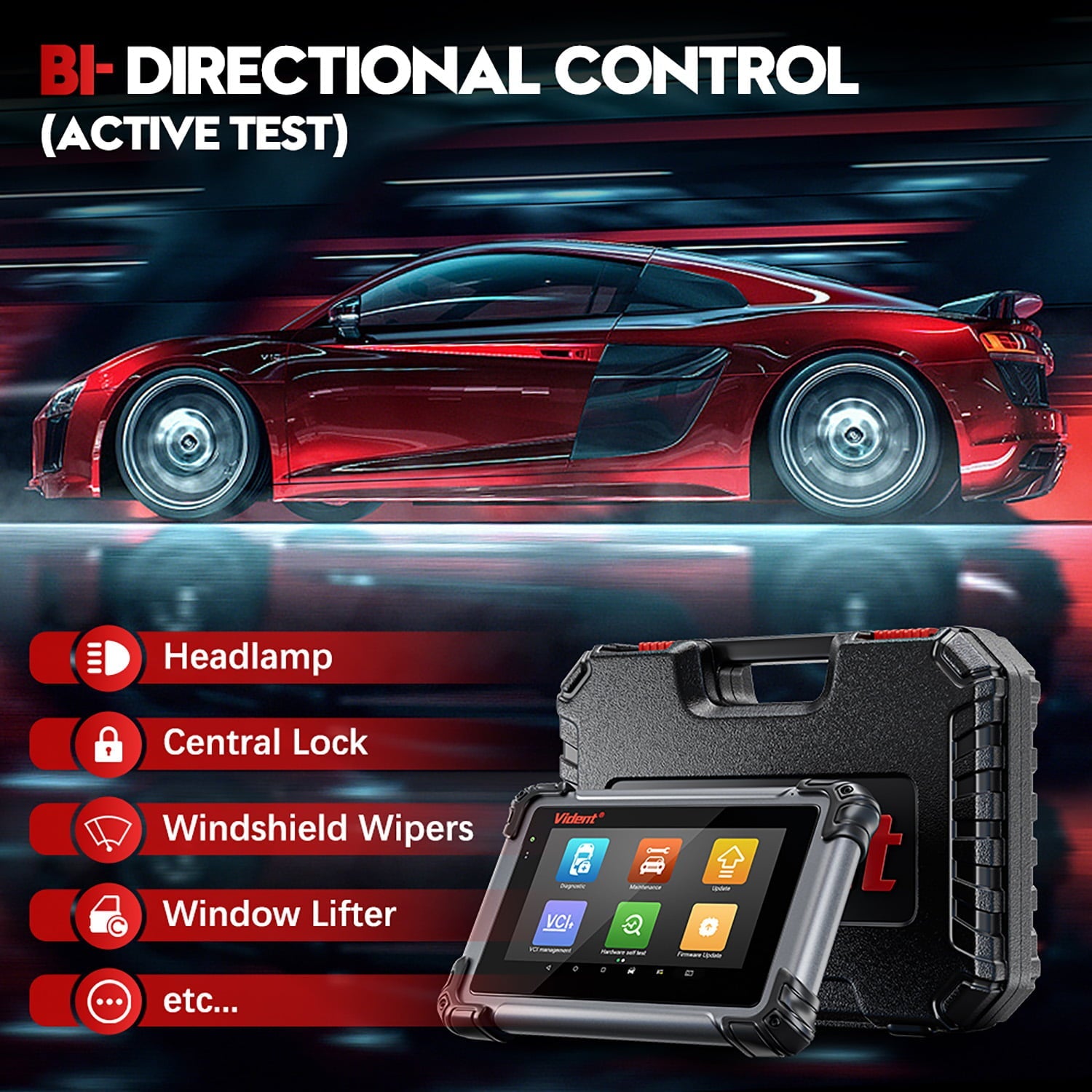 Vident iSmart800 Pro Automotive Scan Tool, Full System Bi-Directional Car Scanner, 40+ Services Wired Version