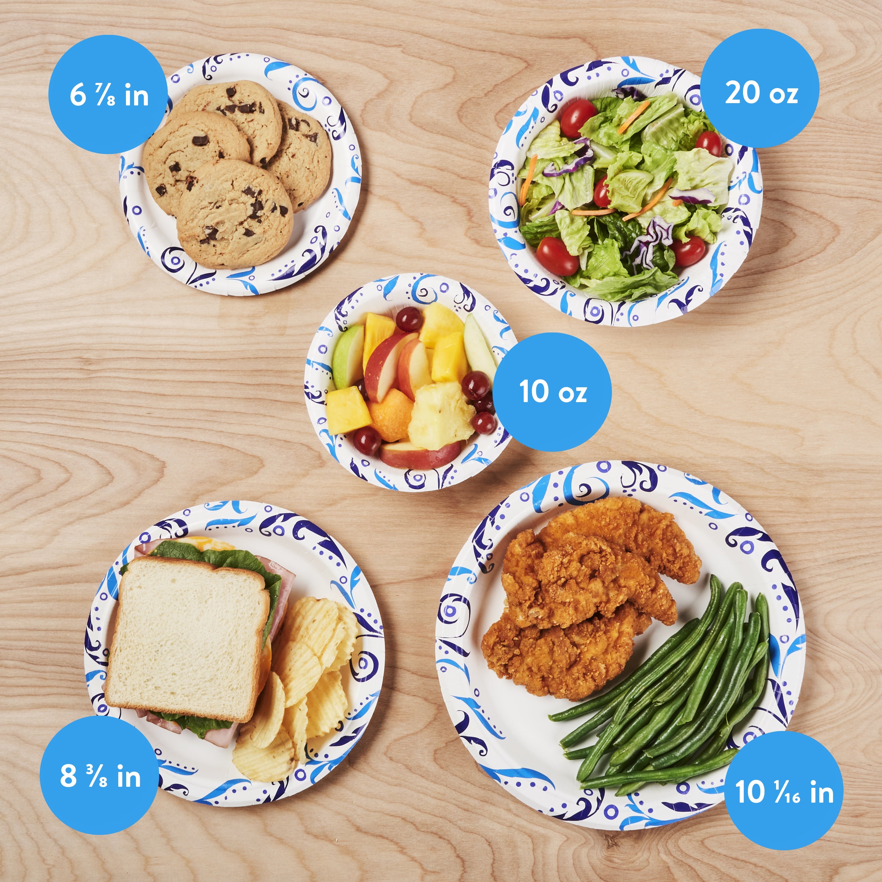 Great Value Everyday Strong, Soak Proof, Microwave Safe, Disposable Paper Plates, 8.5