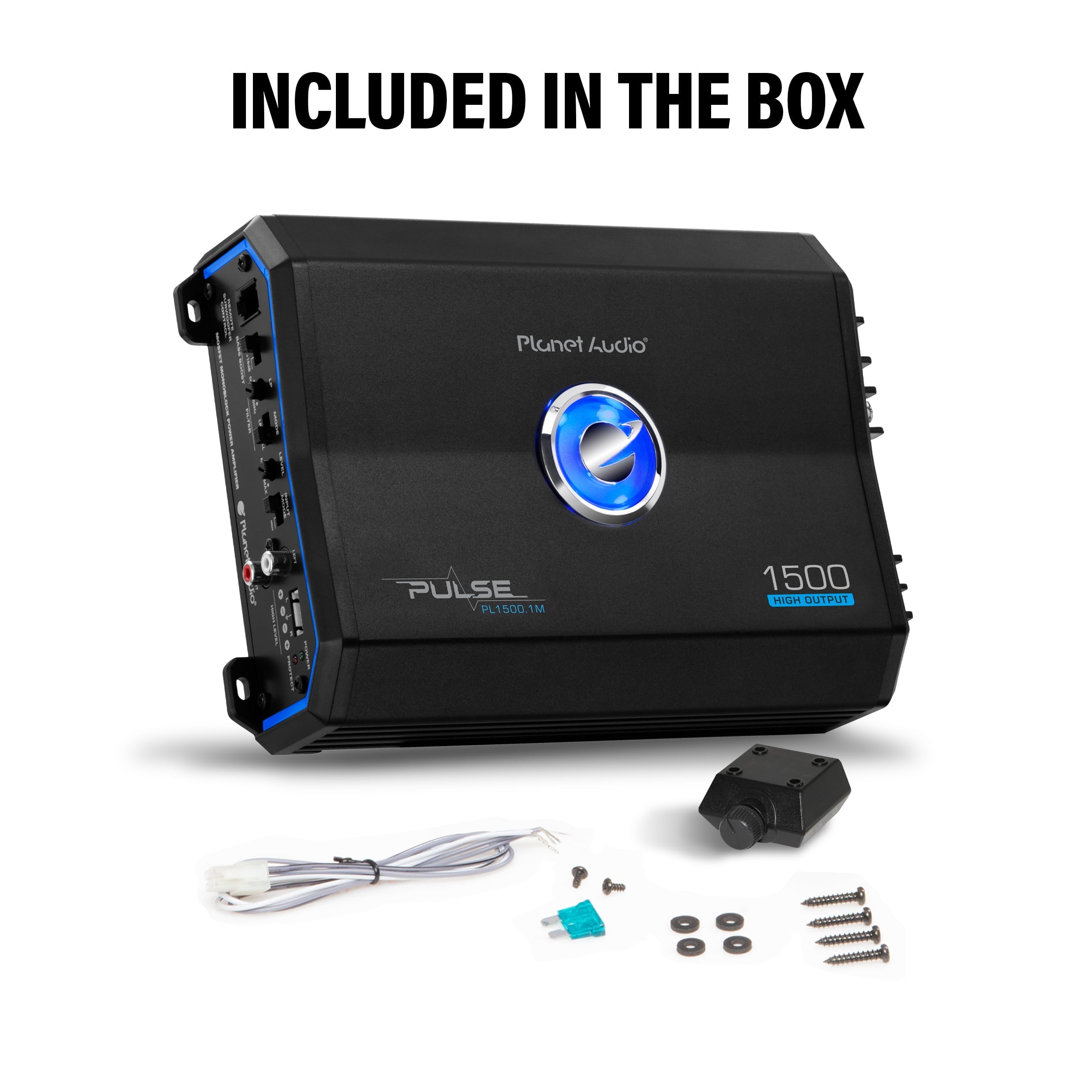 Planet Audio PL1500.1M Pulse Series Car Audio Amplifier - 1500 High Output, Monoblock, 2/8 Ohm, High/Low Level Inputs, Low Pass Crossover, Hook up to Stereo and Subwoofer