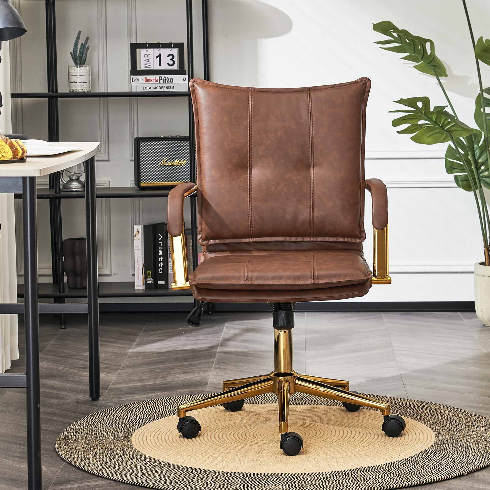 MOJAY PU Leather Ergonomic Executive Office Desk Chair, Brown