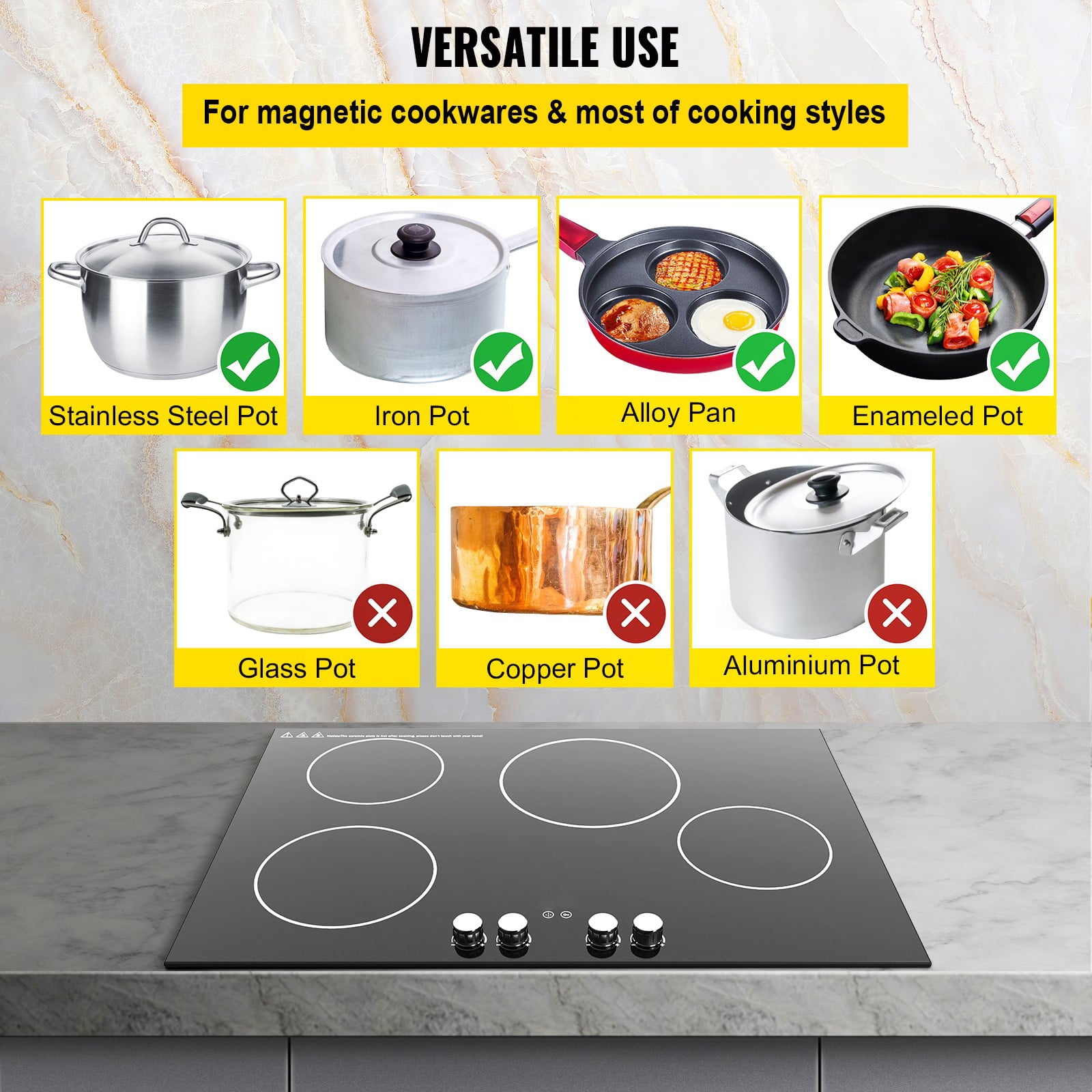 BENTISM Electric Induction Cooktop Built-in Stove Top 30in 4 Burners 220V