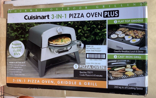 Cuisinart 3-in-1 Portable Pizza Oven Plus Griddle & Grill Outdoor Picnic Camping