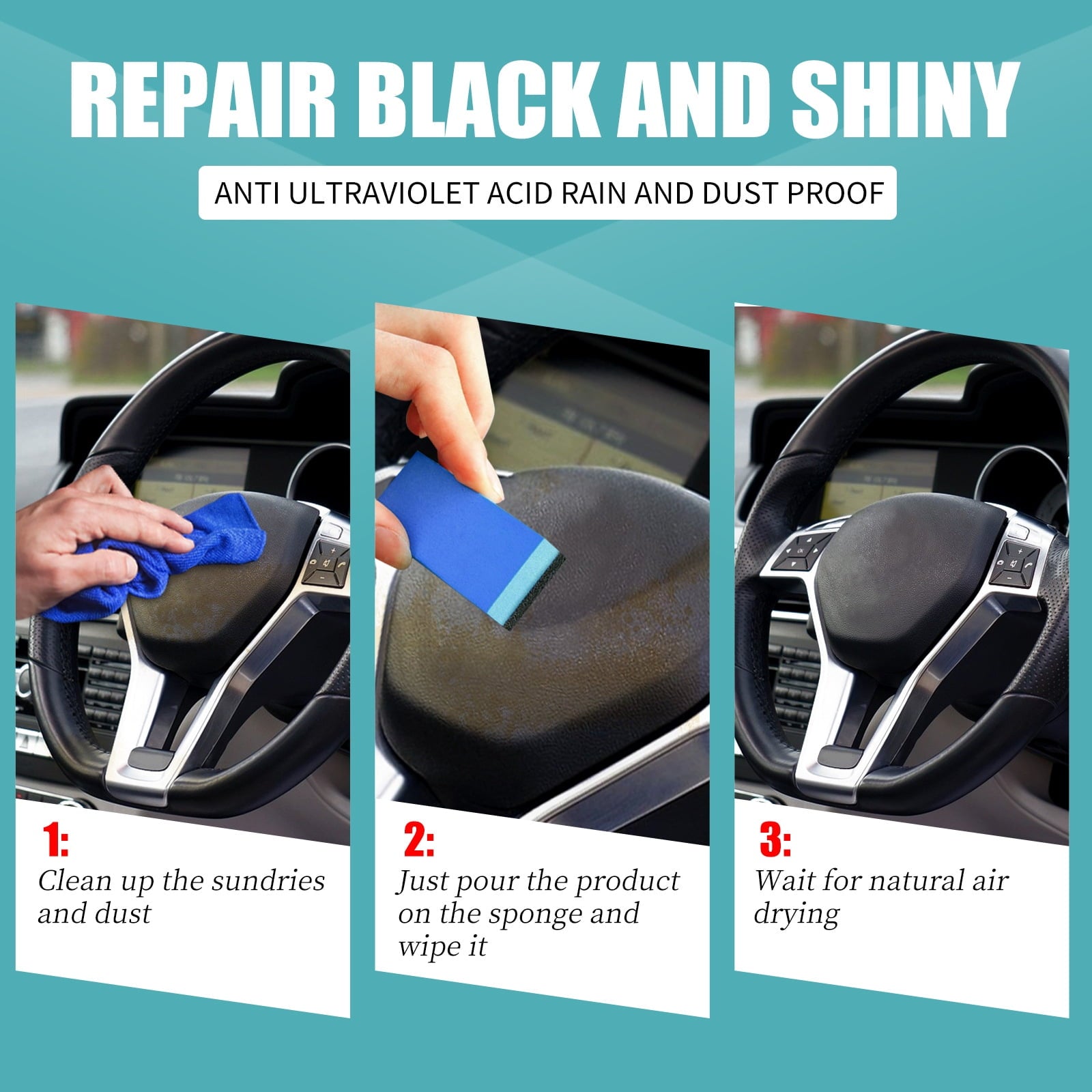 Car Cleaning Kit Plastic Revitalizing Coating Agent, Nano Plastic Refreshing Coating, Plastic Parts Refurbish Agent for Car - Car Care Tools with Sponge and Towel (30ml*1pcs)