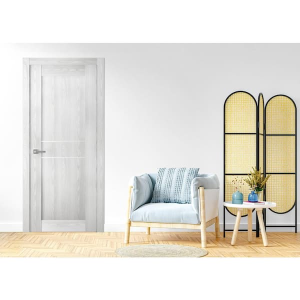 Vona 07 2HN 32 in. W x 80 in. H x 1-3/4 in. D 1-Panel Solid Core Ribeira Ash Prefinished Wood Interior Door Slab