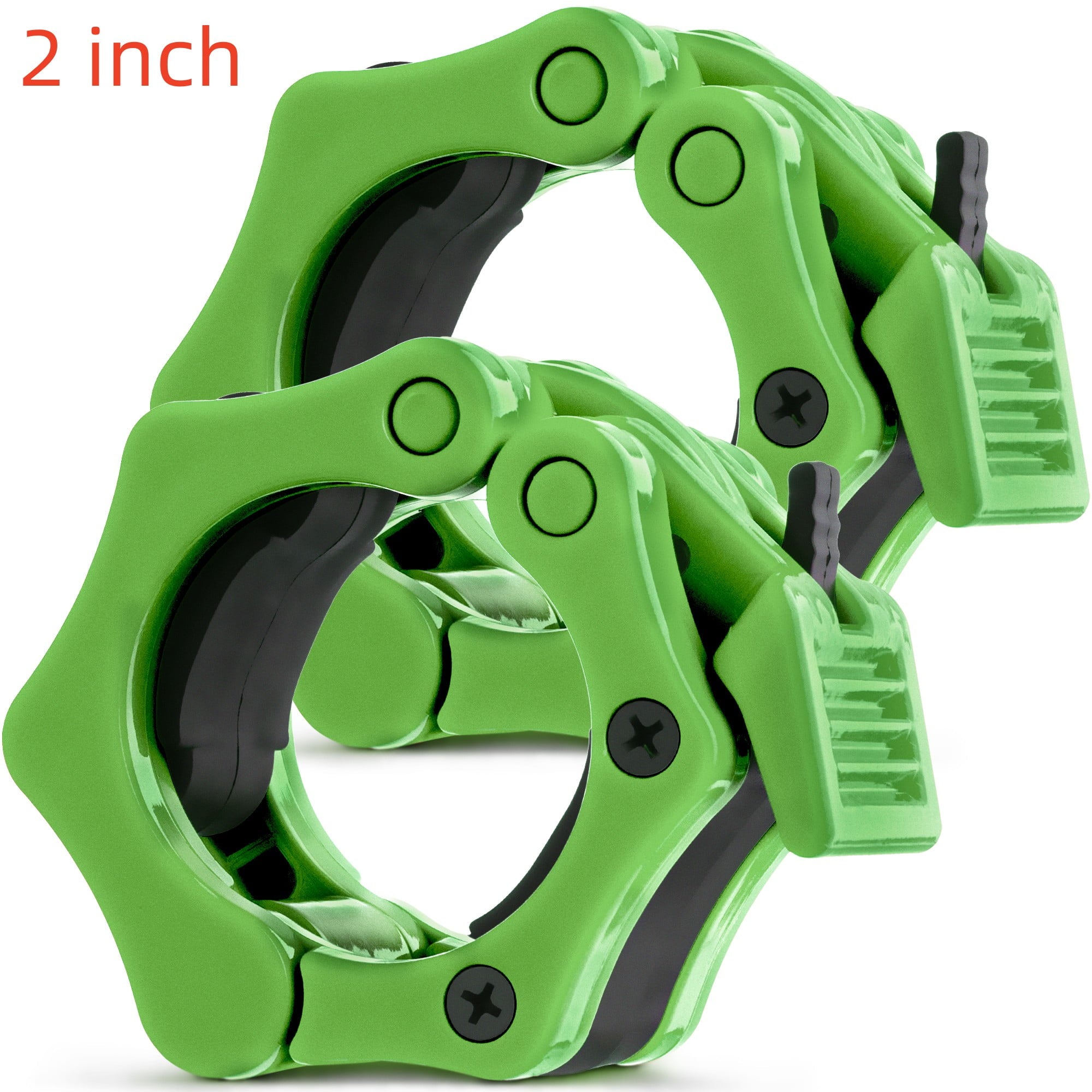2 inch Olympic Barbell Clips Clamp Barbell Collars Set of 2 Green by Mata1-USA