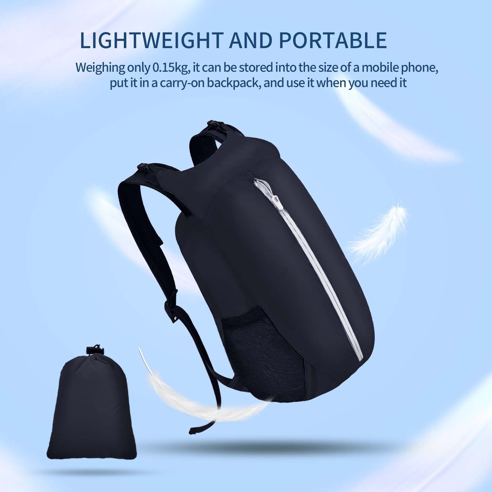 Vbiger Waterproof Dry Bags Set of 3 with Cellphone Bag Waist Bag, 20 Ltr Floating Dry Backpack Compression Sacks for Swimming, Kayak, Rafting and Boating, Black