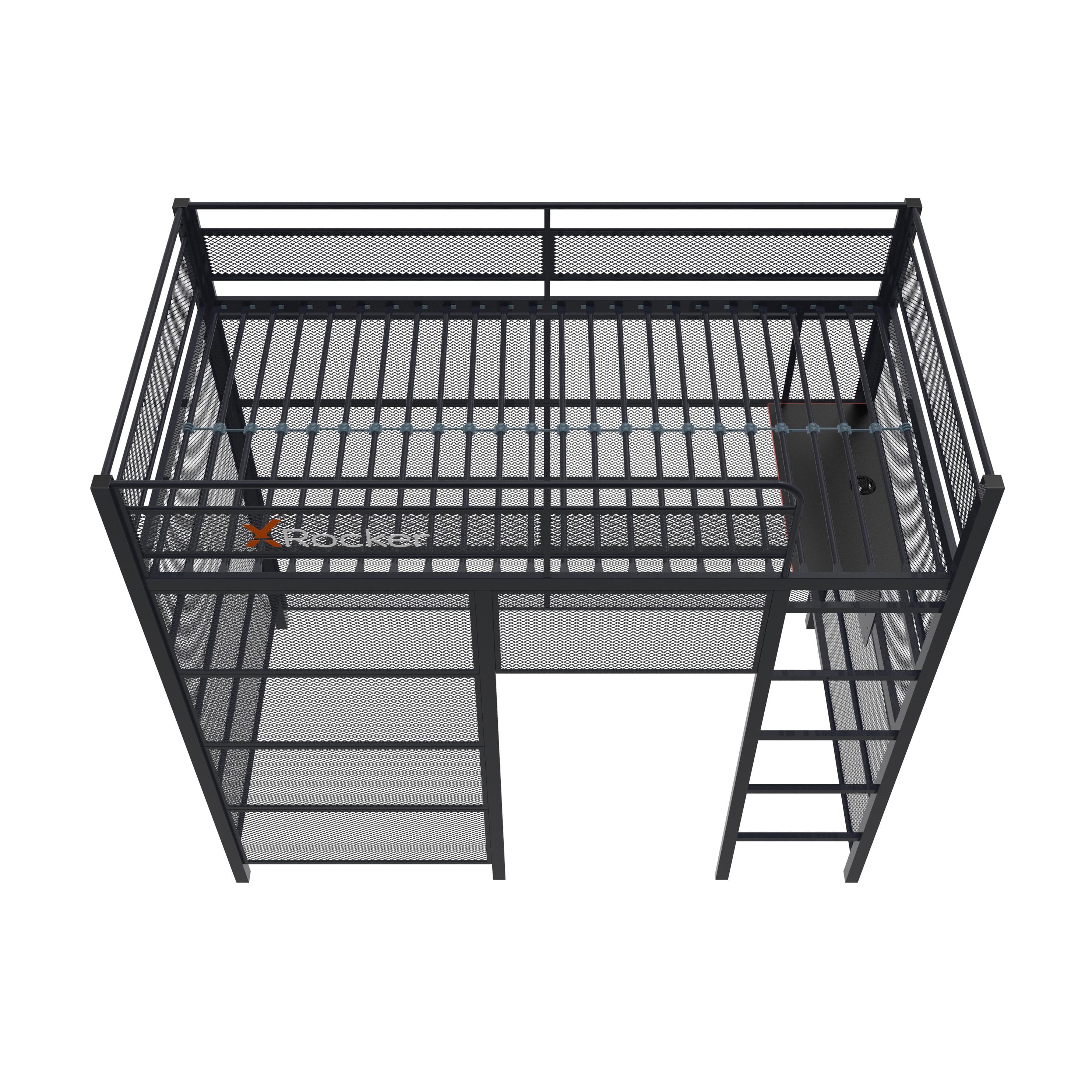 X Rocker Gaming Den Bunk Bed with VESA TV Mount, Twin, Black, Teen, Children