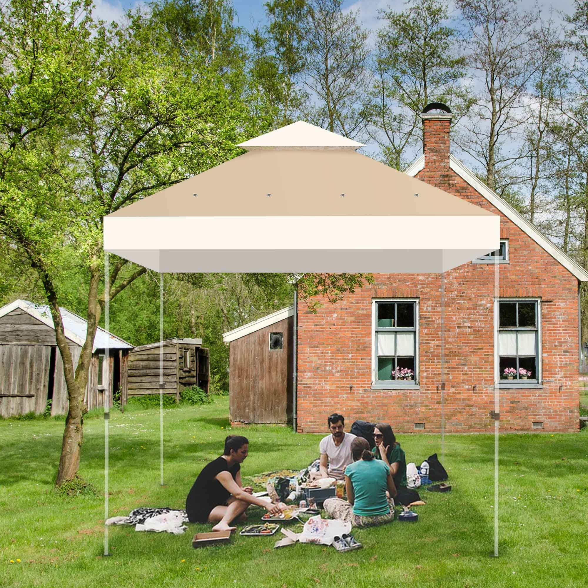 LAGarden 12'x12' UV30+ Gazebo Replacement Top for 2 Tier Outdoor Canopy Cover Patio Backyard Ivory+Sand