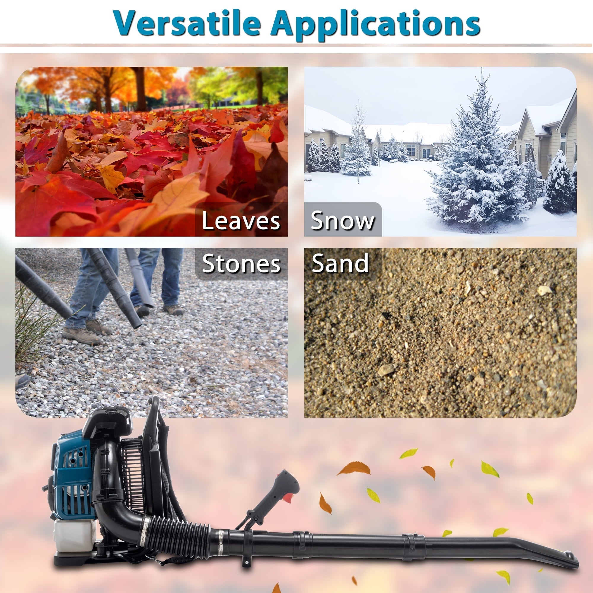 75.6CC 4 Stroke Backpack Leaf Blower,Lightweight Handheld Leaf Blower with Extention Tube,Gasoline Blower EPA Compliant