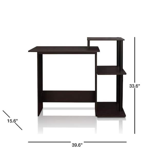 40 in. Rectangular Espresso Computer Desk with Shelves