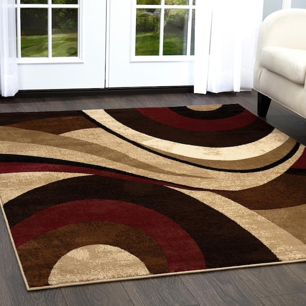 Tribeca Slade Brown/Red 8 ft. x 10 ft. Abstract Area Rug