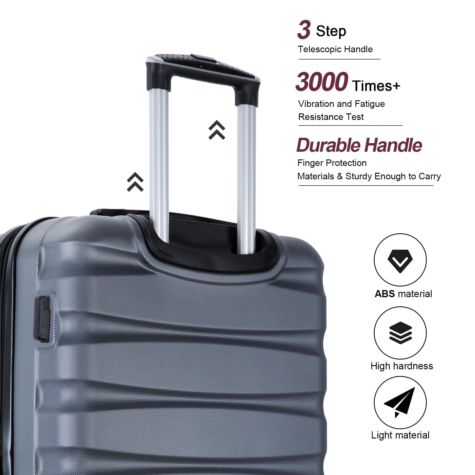 Travelhouse 3 Piece Luggage Set Expandable Hardshell Lightweight Suitcase with TSA Lock Spinner Wheels 20in24in28in.(Gray)