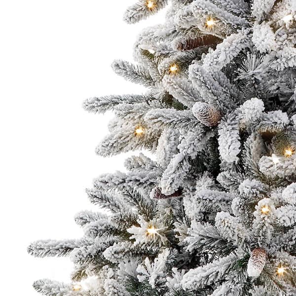 6.5 ft. Pre-lit Flocked Bennington Fir Artificial Christmas Tree with 350 UL-Listed Lights