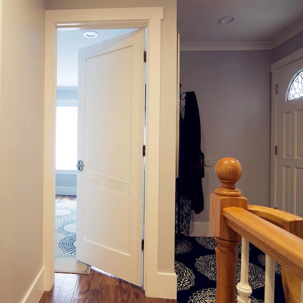 30 in. x 80 in. Craftsman Shaker Primed MDF 2-Panel Right-Hand Hybrid Core Wood Single Prehung Interior Door (2-Pack)