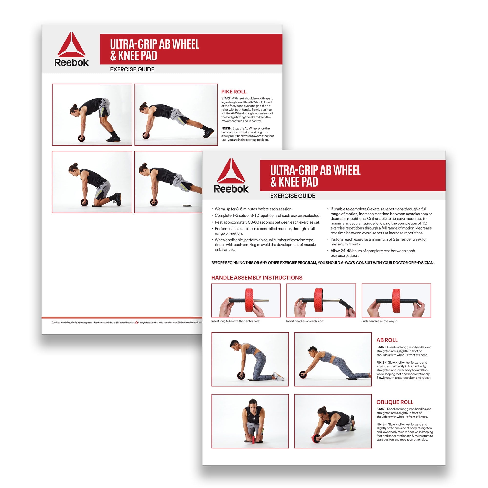 Reebok Ultra-Grip Ab Wheel & Knee Pad