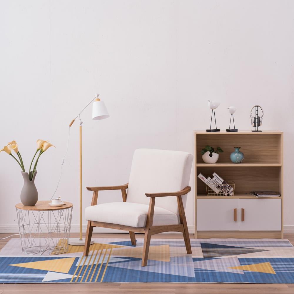 Ktaxon Mid-century Modern Arm Chair with Solid Wood Frame,Lounge Chair Club Chair,Beige