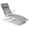 Topbuy Cushioned Folding Chaise Lounge Chair Adjustable Recliner  Gray