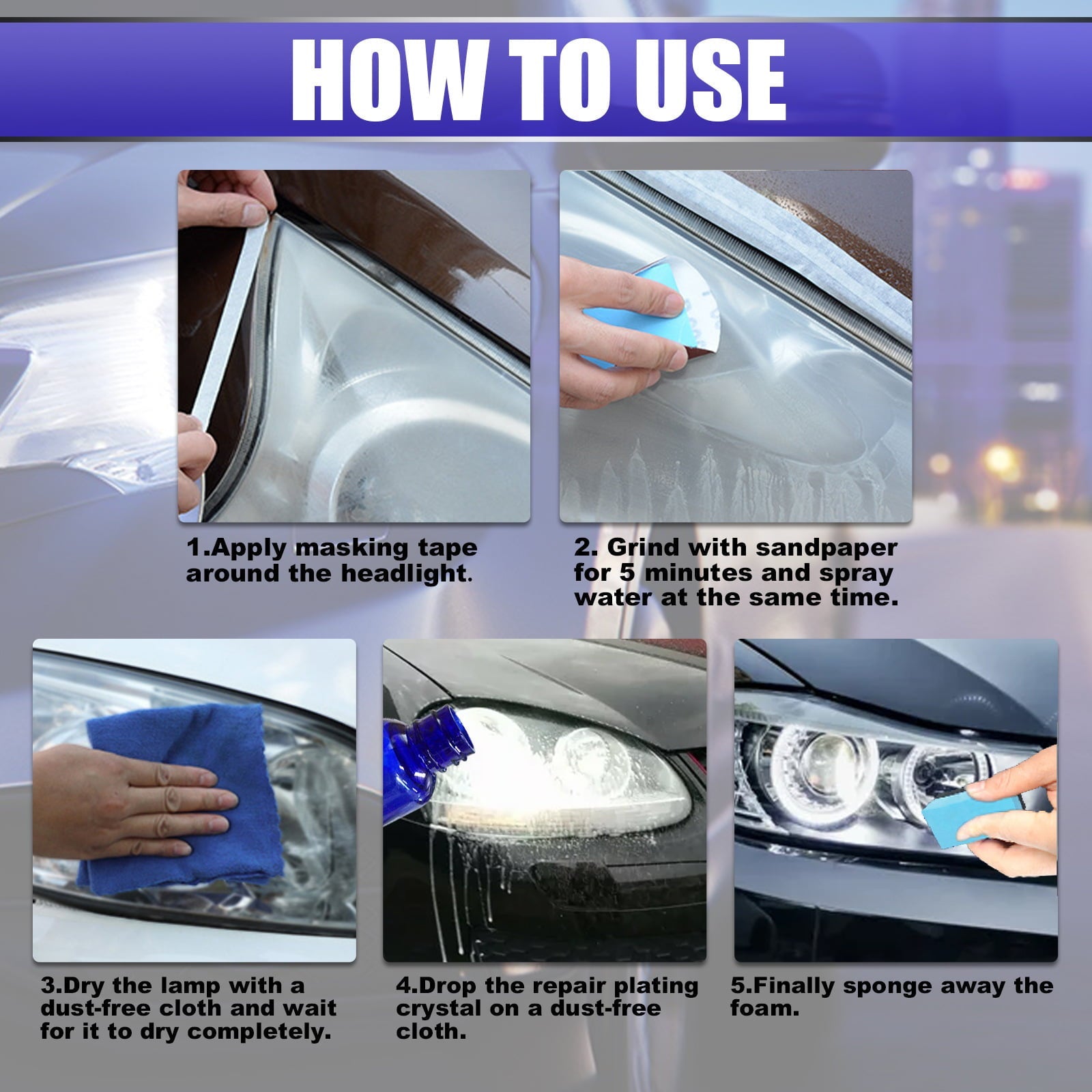 Quick Headlight Clear Coat, Cleans and Prevents Lens Yellowing