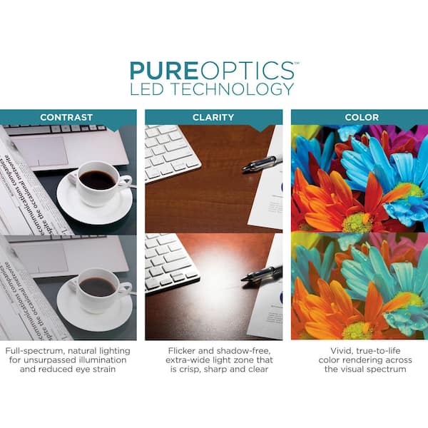 16 in. Gray Gooseneck LED Desk Lamp with 3 Brightness Levels