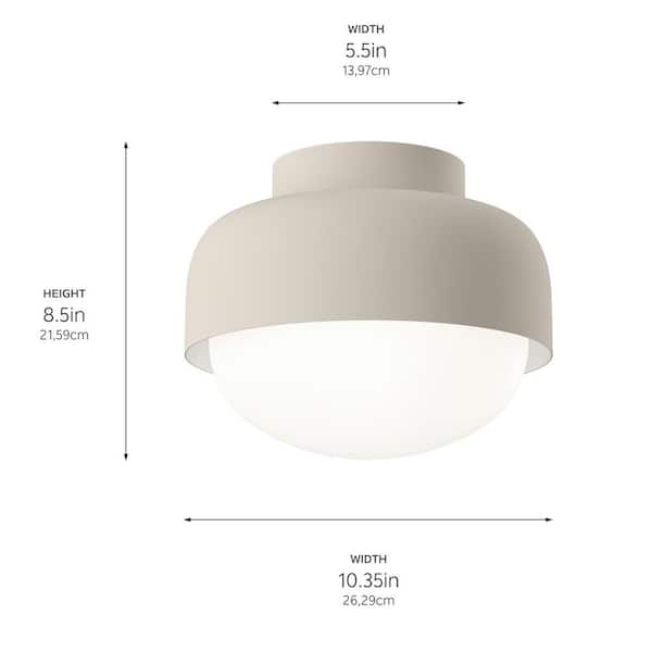 Canopy 10.35 in. 1-Light Greige Modern Hallway Convertible Flush Mount Ceiling Light