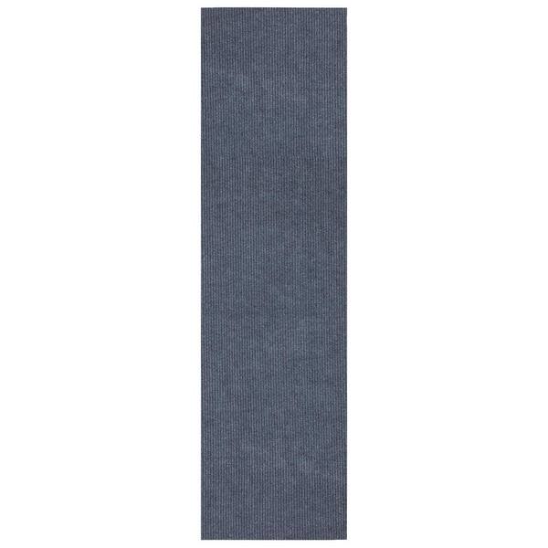 Ribbed Waterproof Non-Slip Rubber Back Solid Runner Rug 2 ft. W x 16 ft. L Gray Polyester Garage Flooring