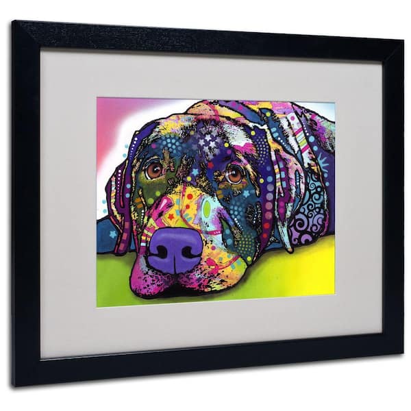 16 in. x 20 in. Savvy Labrador Matted Black Framed Wall Art