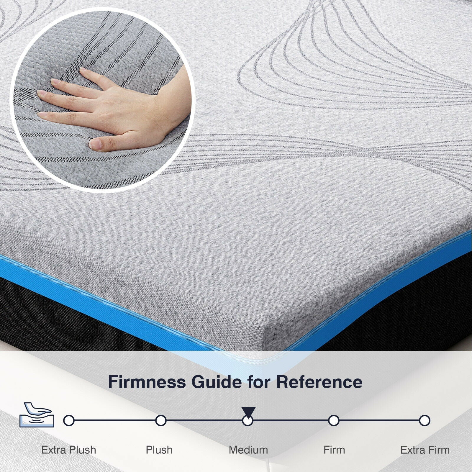 10 Inch Grey Queen Gel Memory Foam Mattress in a Box with Detachable Cover, Queen Size Mattress