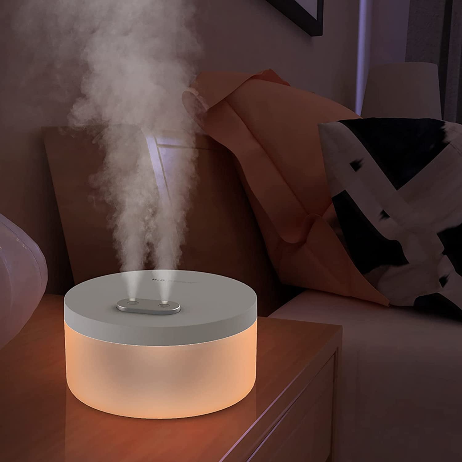 Cowin Cool Mist Humidifiers, 1000ML Humidifier for Bedroom Personal Desktop Cool Mist Maker Fogger 2 Mist Modes, Waterless Auto Shut-off, White