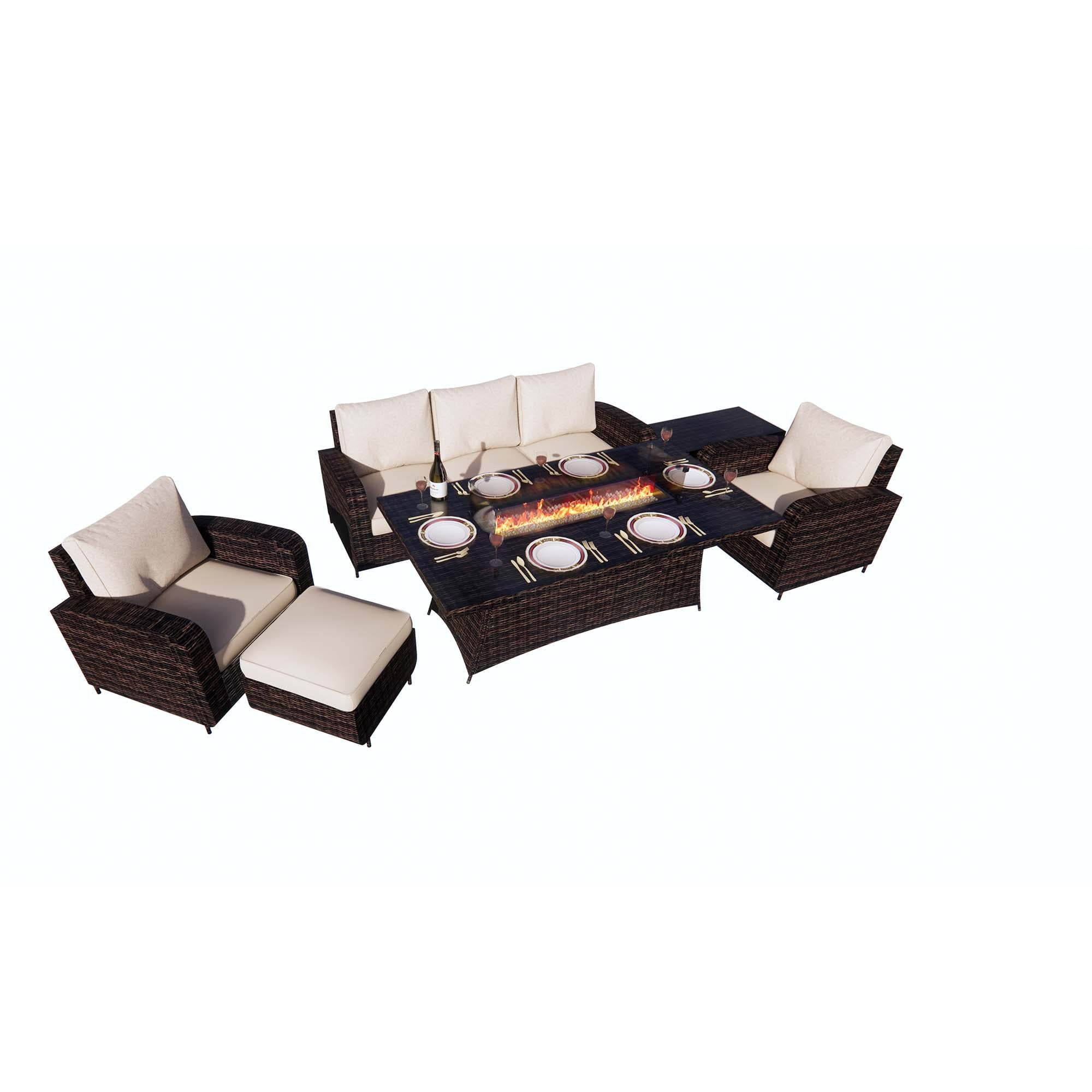 Direct Wicker 6-Piece Outdoor Patio Furniture Set with 72