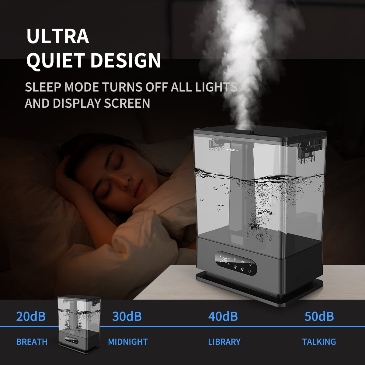 ALROCKET 6.5L Large Humidifiers Top Fill Cool Mist Humidifier for for Bedroom, Home, and Large Room Black