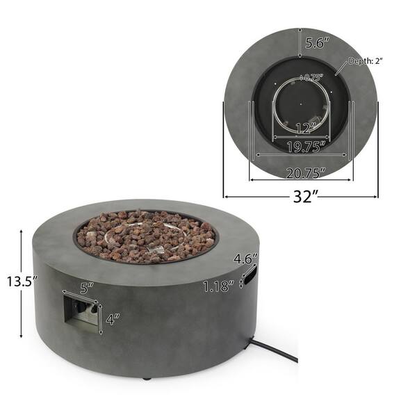 Reign Concrete Circular Metal Fire Pit (No Tank Holder)