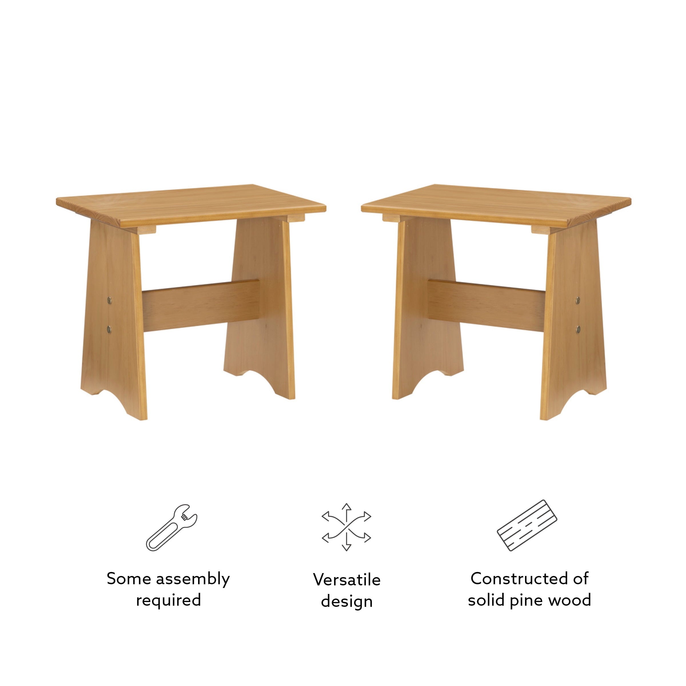 Linon Kasey Backless Dining Bench, Set of 2, Honey