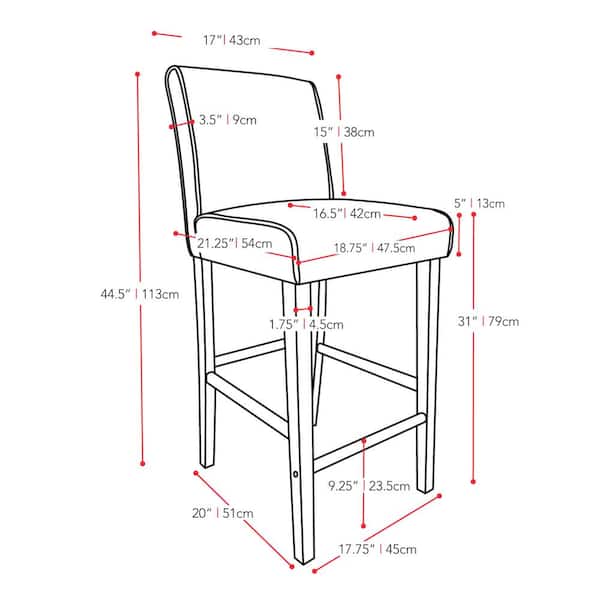 Antonio 31 in. Red Bonded Leather Bar Stool