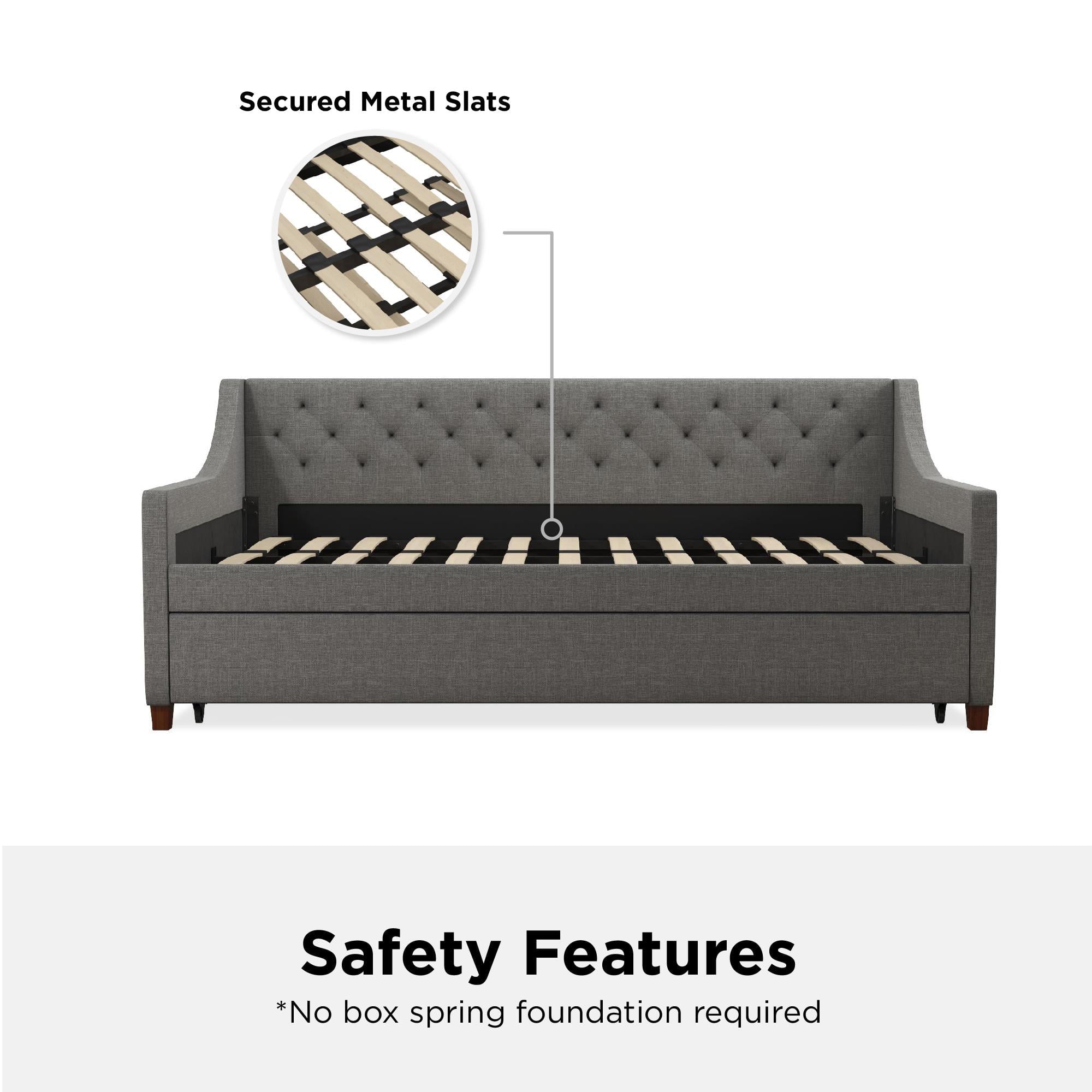 Novogratz Her Majesty Daybed and Trundle, Grey Linen